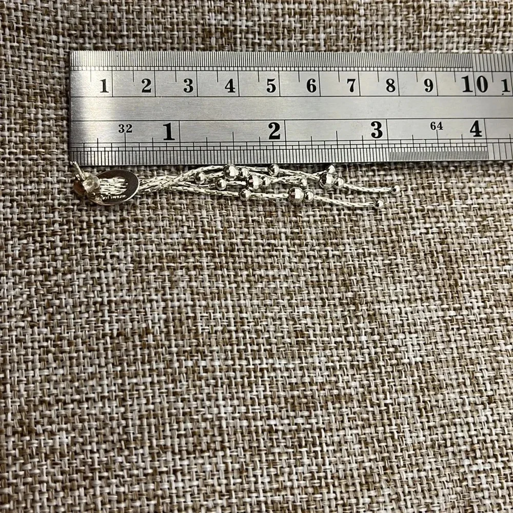 ATI Thailand Vintage 925 Sterling Silver Beaded Feather Tassel Earrings - Picture 9 of 9